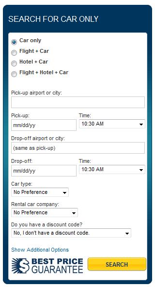 Search for a suitable car for rent