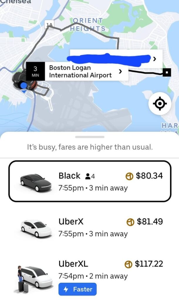 is uber cheaper than taxi from boston airport