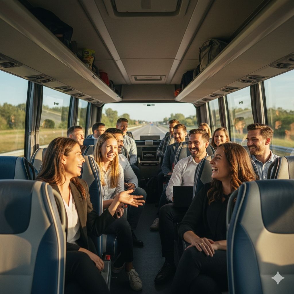 Why Companies Are Choosing Charter Buses for Corporate Events 2 Team Building Starts on the Bus